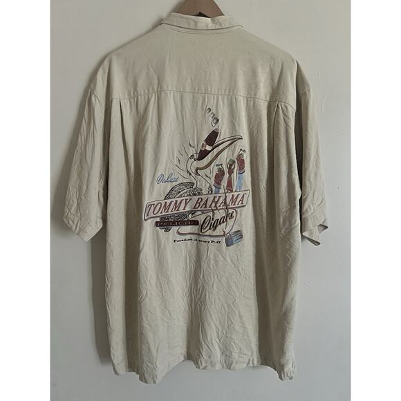 Vintage Tommy Bahama Pelican Cigars Paradise In Every Puff Button Shirt Size XL - Picture 1 of 6